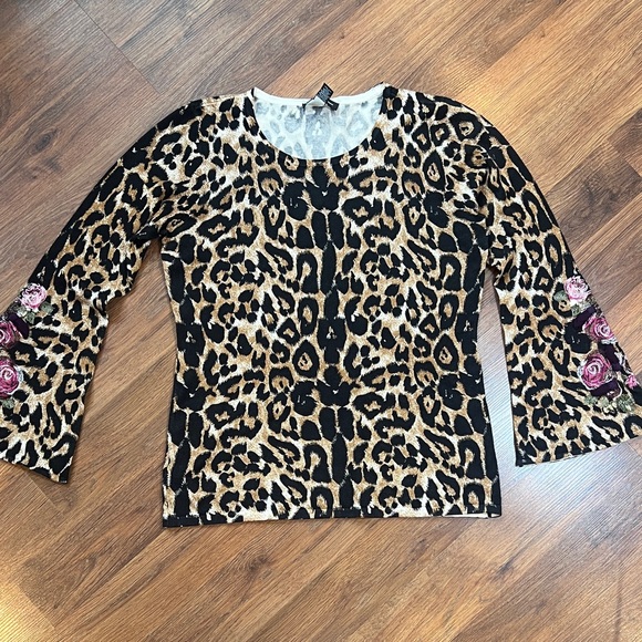 INC International Concepts Tops - INC International Concepts Leopard and Floral Long Sleeve Top